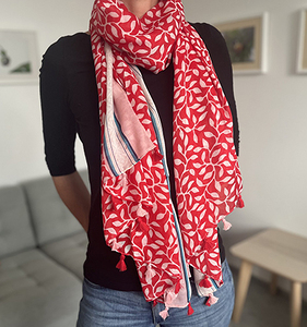 Langschal mit Quasten - Rot